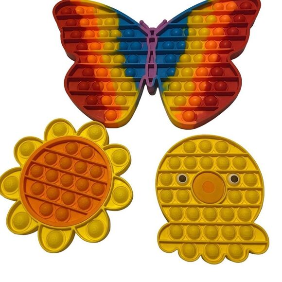 3 Pop It Fidget Butterfly Duck Flower - Picture 1 of 10